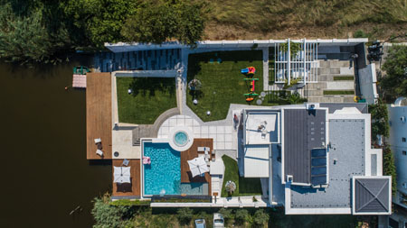Aerial view of villa and grounds