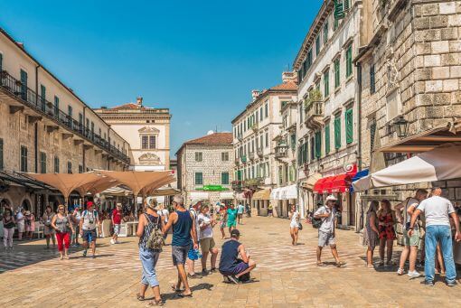 Tourists in Kotor square